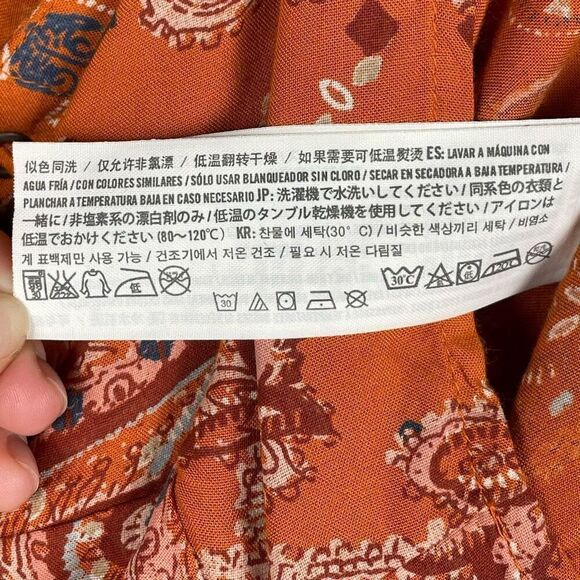 Abercrombie & Fitch Orange Paisley Long Sleeve Romper - Women’s S - Picture 9 of 9